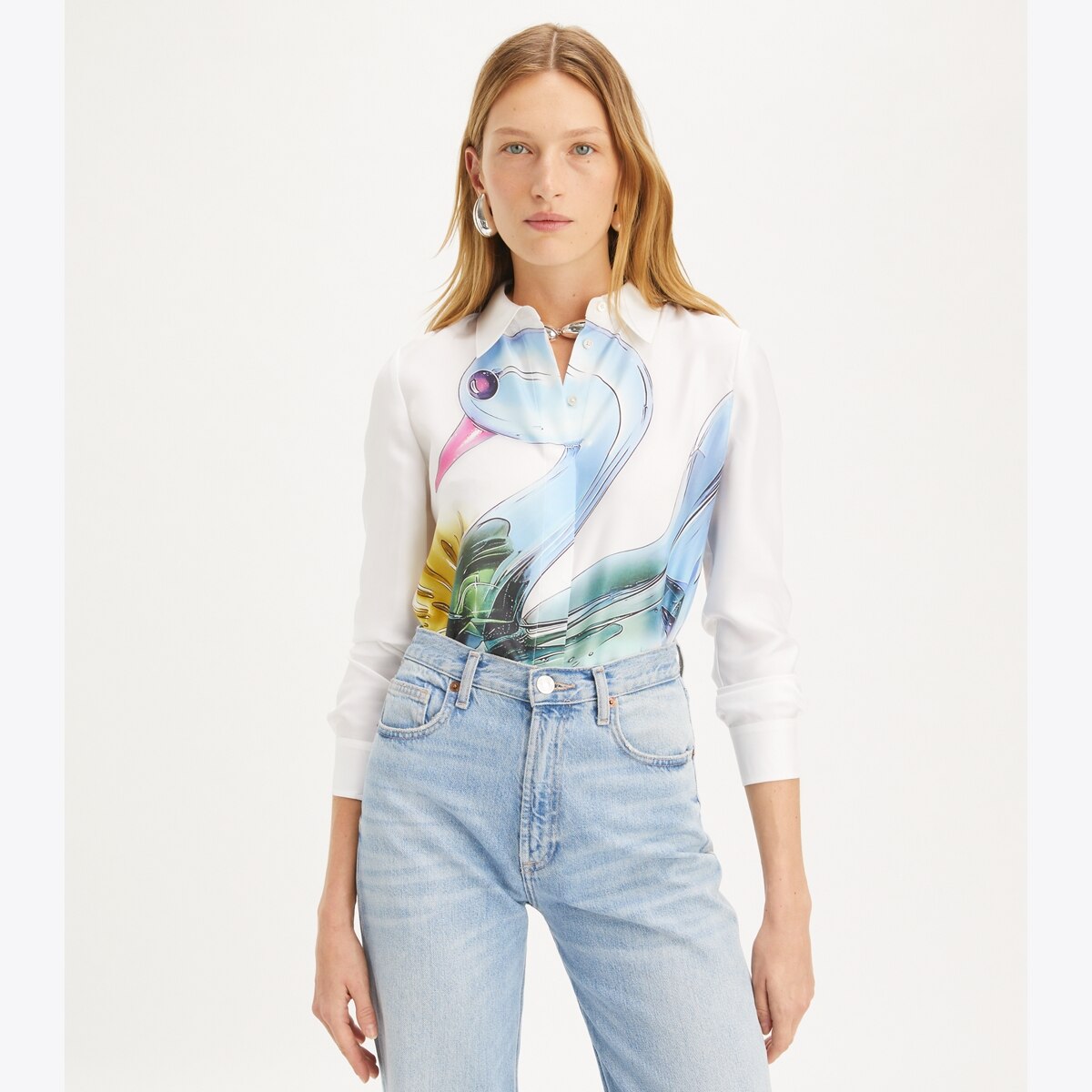 Lucky Duck Silk Shirt: Women's Designer Tops | Tory Burch