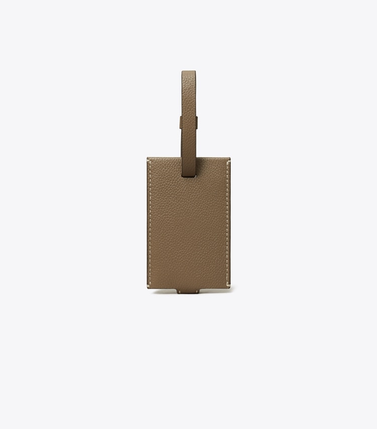 Tory Burch designer travel accessories Luggage Tag in Wild Mushroom back
