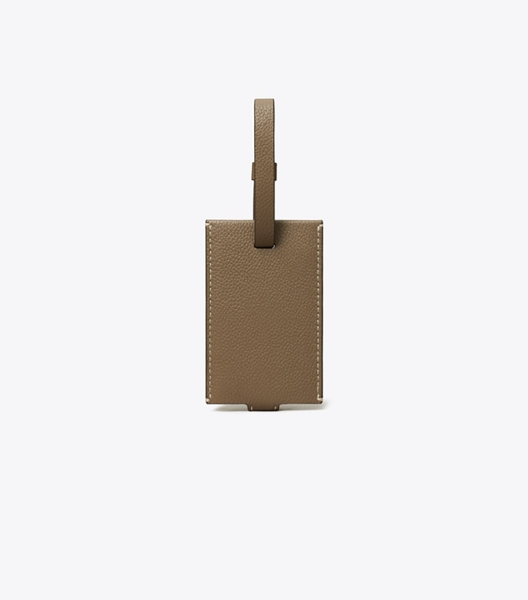 Tory Burch designer travel accessories Luggage Tag in Wild Mushroom angle