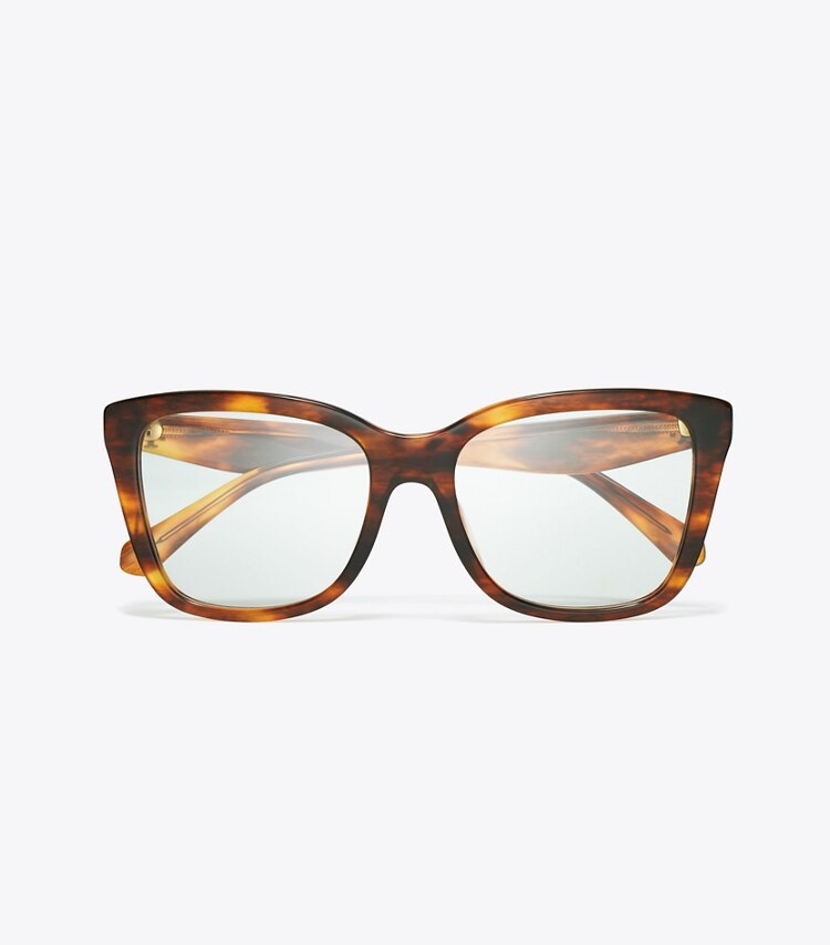 Tory Burch designer lunettes Lunettes carrées Kira dans DARK WOOD vue du dessus