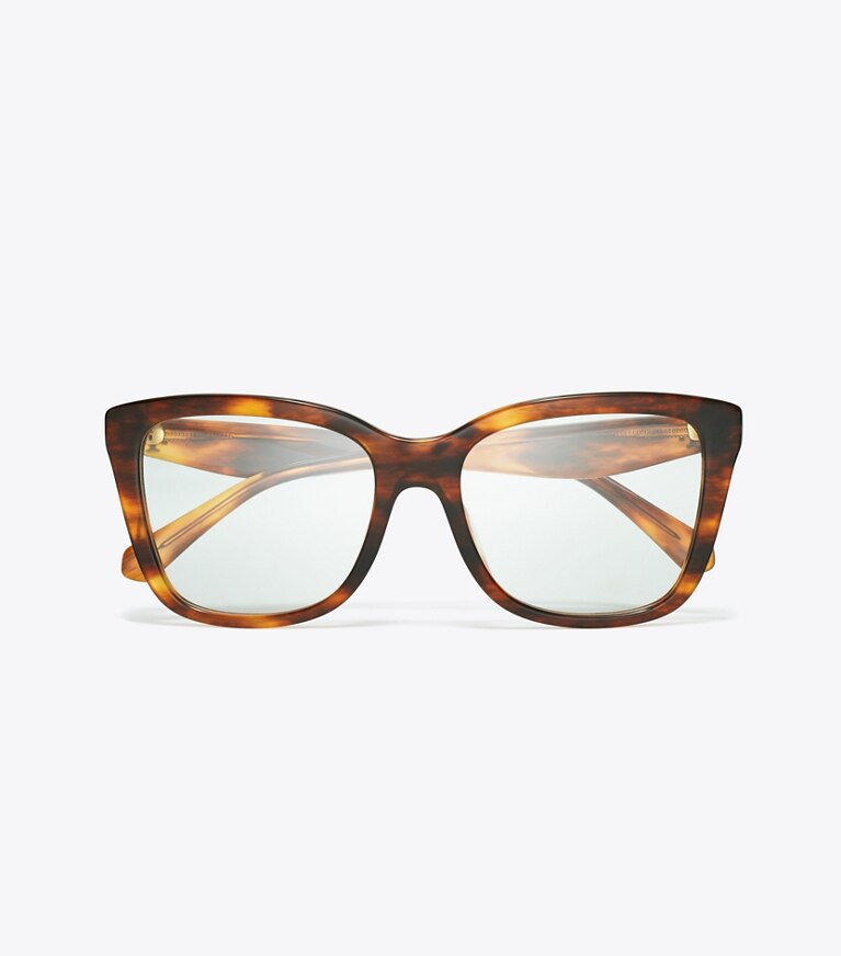 Tory Burch designer lunettes Lunettes carrées Kira dans DARK WOOD vue du dessus