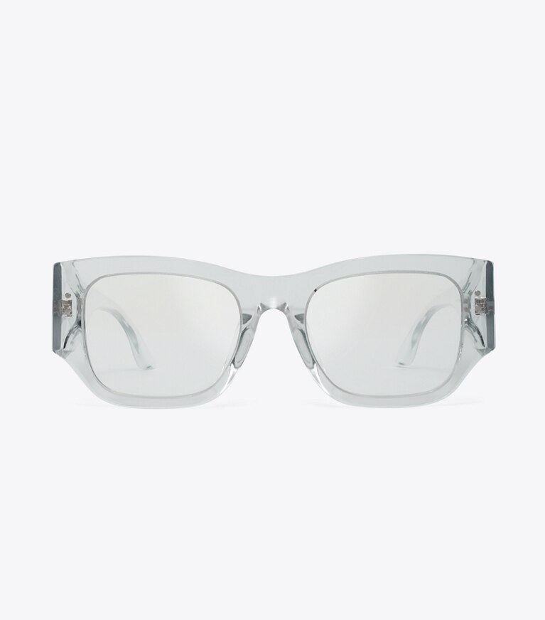 Tory Burch designer lunettes Lunettes de soleil à branches larges et logo  in Blue Light Filtering Eyeglasses, Crystal front