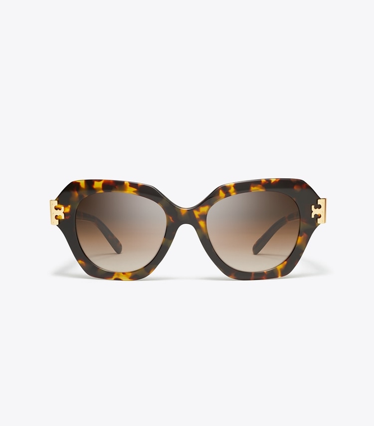 Tory Burch designer lunettes Lunettes de soleil œil de chat Eleanor dans DARK TORTOISE/BROWN GRADIENT de face
