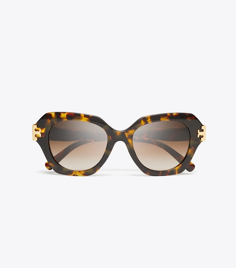 Tory Burch designer lunettes Lunettes de soleil œil de chat Eleanor dans DARK TORTOISE/BROWN GRADIENT vue du dessus