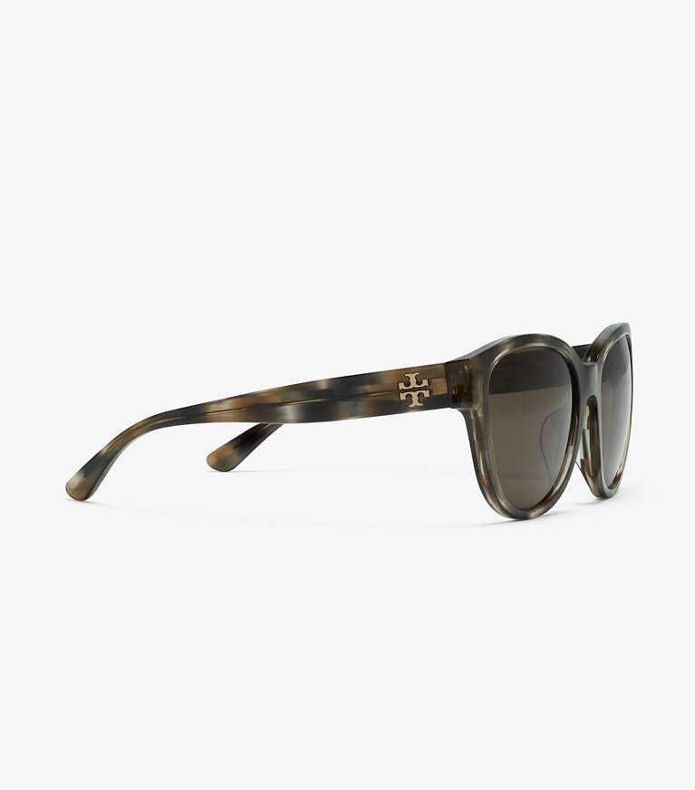 Tory Burch designer lunettes Lunettes de soleil œil de chat Kira dans OLIVE TORTOISE détails