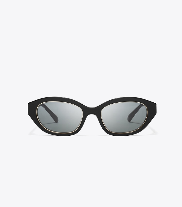 Tory Burch designer lunettes Lunettes de soleil œil de chat Kira dans BLACK/DARK GRAY de face