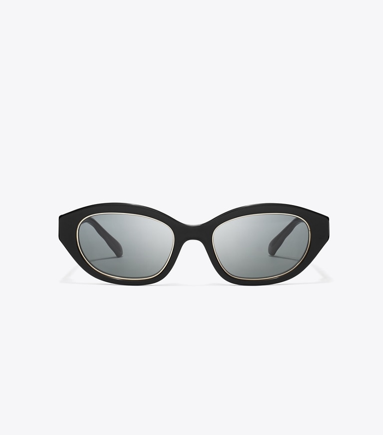 Tory Burch designer lunettes Lunettes de soleil œil de chat Kira dans BLACK/DARK GRAY de face
