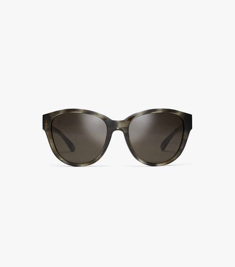 Tory Burch designer lunettes Lunettes de soleil œil de chat Kira dans OLIVE TORTOISE de face