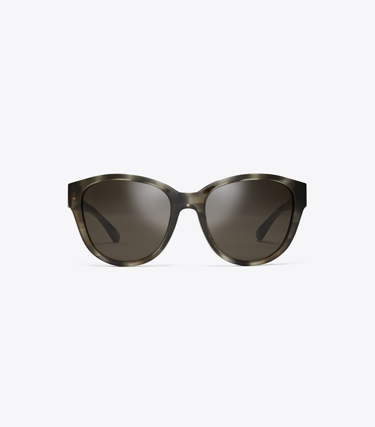 Tory Burch designer lunettes Lunettes de soleil œil de chat Kira dans OLIVE TORTOISE de face