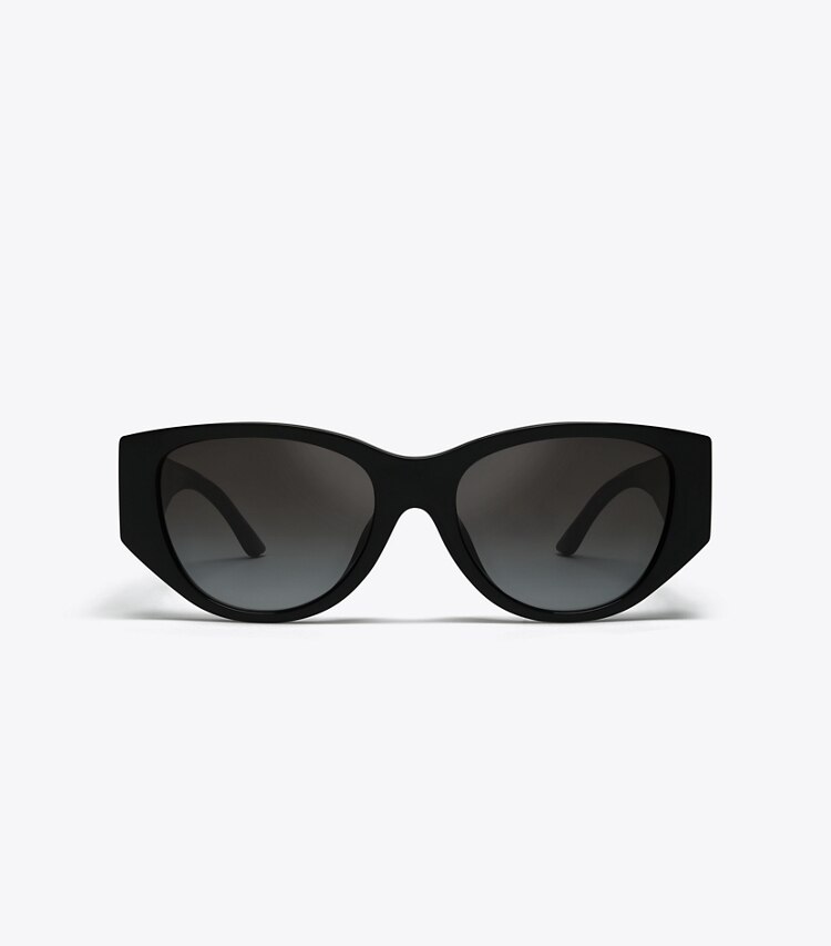 Tory Burch designer lunettes Lunettes de soleil œil de chat Kira dans BLACK de face