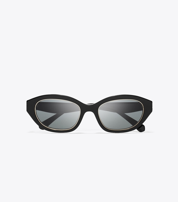 Tory Burch designer lunettes Lunettes de soleil œil de chat Kira dans BLACK/DARK GRAY vue du dessus