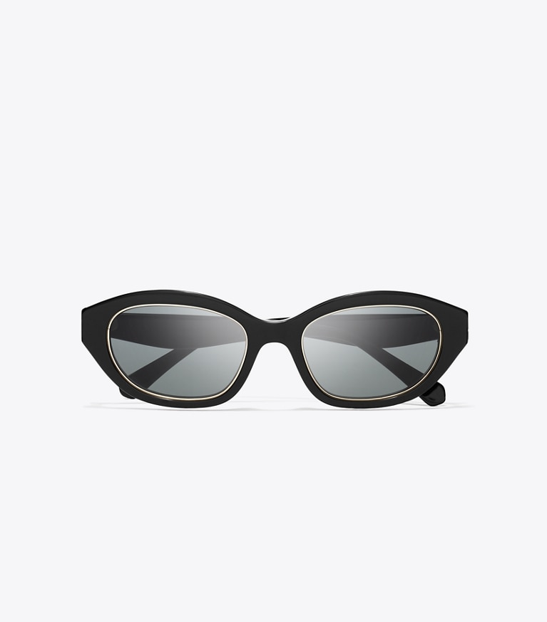 Tory Burch designer lunettes Lunettes de soleil œil de chat Kira dans BLACK/DARK GRAY vue du dessus