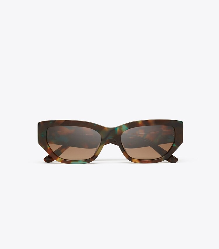 Tory Burch designer lunettes Lunettes de soleil œil de chat Kira dans JADE SPOTTED TORTOISE/BRWN GRAD. POLAR vue du dessus