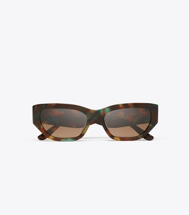 Tory Burch designer lunettes Lunettes de soleil œil de chat Kira dans JADE SPOTTED TORTOISE/BRWN GRAD. POLAR vue du dessus
