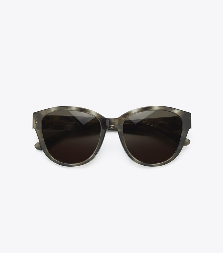 Tory Burch designer lunettes Lunettes de soleil œil de chat Kira dans OLIVE TORTOISE vue du dessus