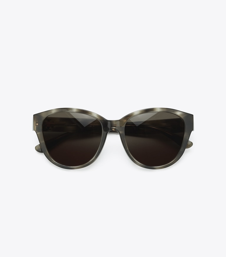Tory Burch designer lunettes Lunettes de soleil œil de chat Kira dans OLIVE TORTOISE vue du dessus