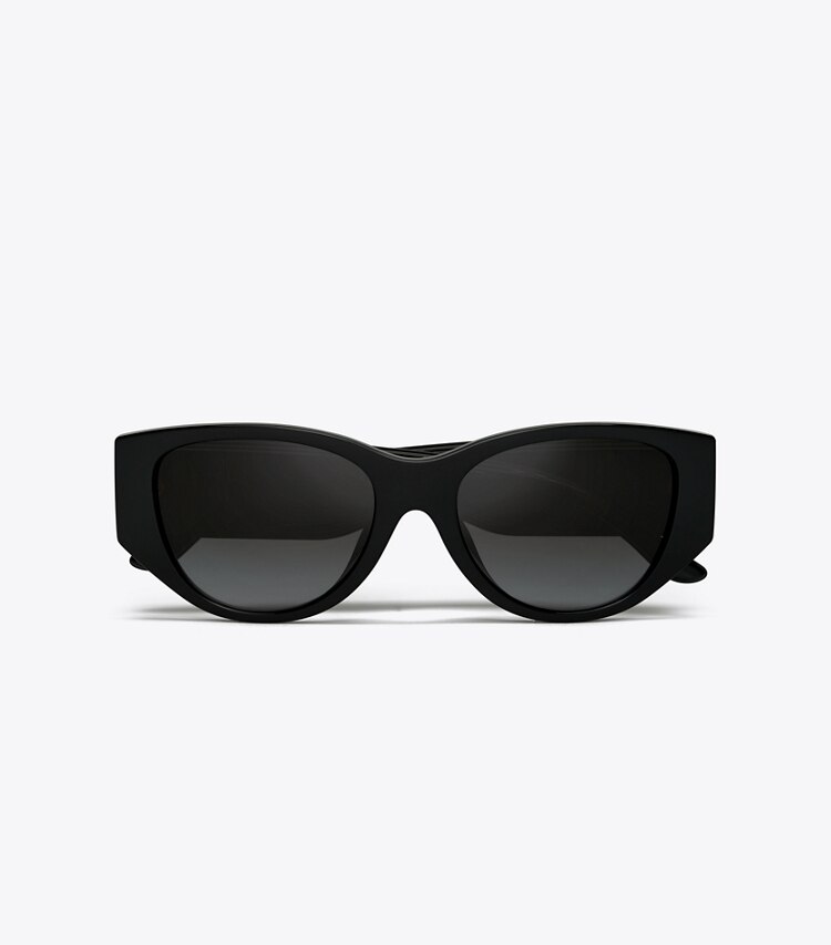 Tory Burch designer lunettes Lunettes de soleil œil de chat Kira dans BLACK vue du dessus