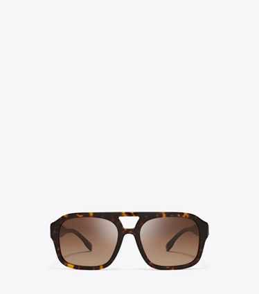 Tory Burch designer lunettes Lunettes de soleil aviateur Miller in DARK TORTOISE/BROWN GRADIENT POLAR front