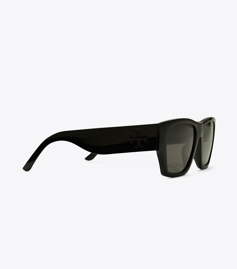 Tory Burch designer lunettes Lunettes de soleil carrées en matière recyclée in BLACK/GREY front