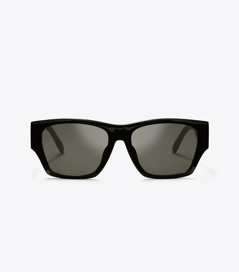 Tory Burch designer lunettes Lunettes de soleil carrées en matière recyclée in BLACK/GREY front