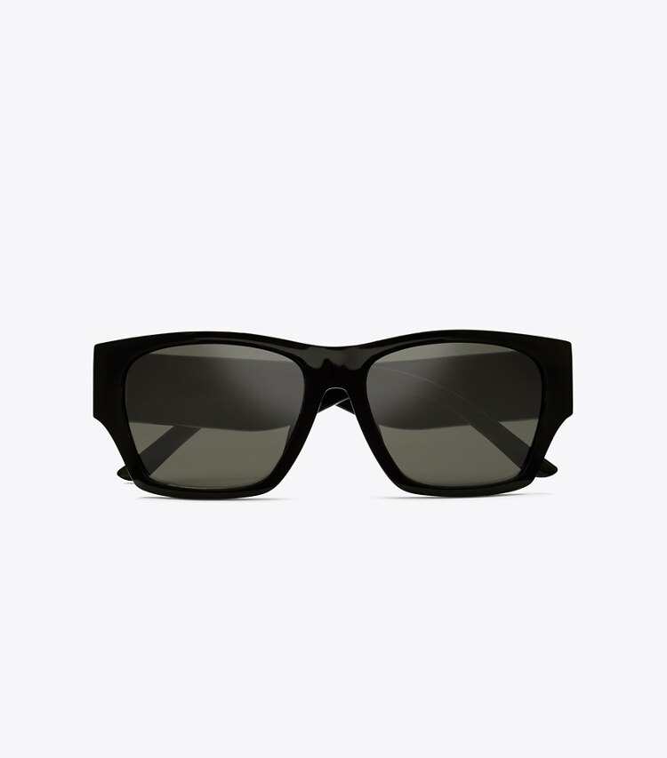 Tory Burch designer lunettes Lunettes de soleil carrées en matière recyclée in BLACK/GREY dessus