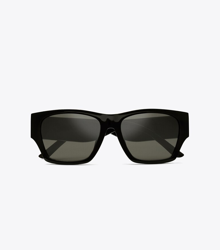 Tory Burch designer lunettes Lunettes de soleil carrées en matière recyclée in BLACK/GREY front