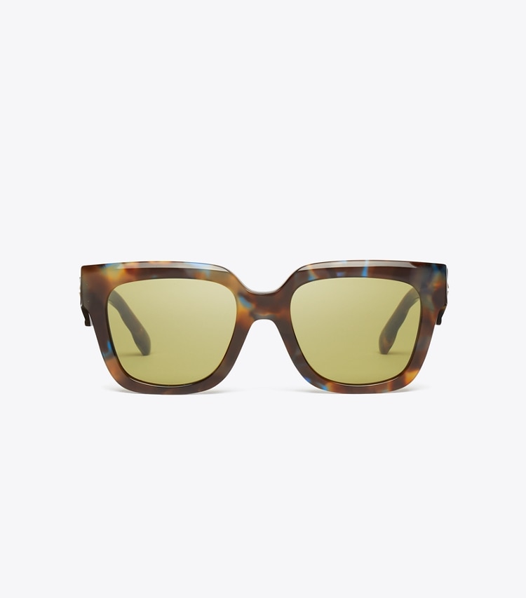 Tory Burch designer lunettes Lunettes de soleil carrées Kira dans BLUE/GREEN/BROWN TORTOISE 