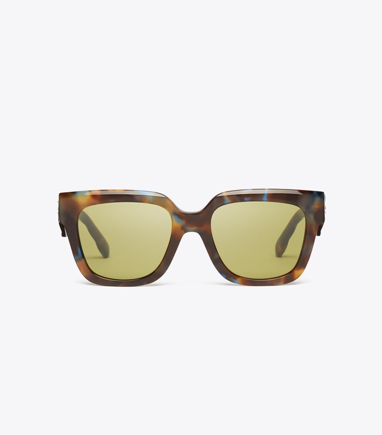 Tory Burch designer lunettes Lunettes de soleil carrées Kira dans BLUE/GREEN/BROWN TORTOISE 
