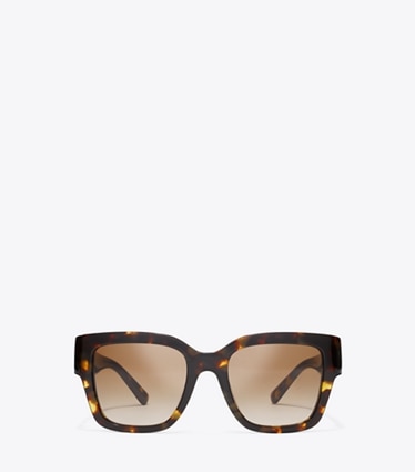 Tory Burch designer lunettes Lunettes de soleil carrées Miller in DARK TORTOISE/ SOLID BROWN front