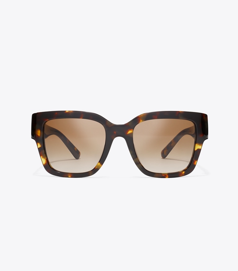 Tory Burch designer lunettes Lunettes de soleil carrées Miller in DARK TORTOISE/ SOLID BROWN front