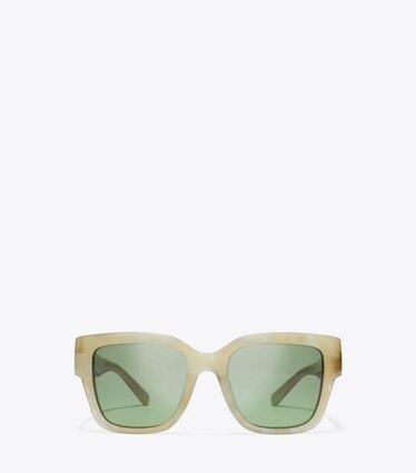Tory Burch designer lunettes Lunettes de soleil carrées Miller in GREEN MARBLE/GREEN GRADIENT front