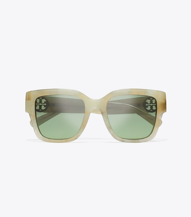 Tory Burch designer lunettes Lunettes de soleil carrées Miller in GREEN MARBLE/GREEN GRADIENT dessus