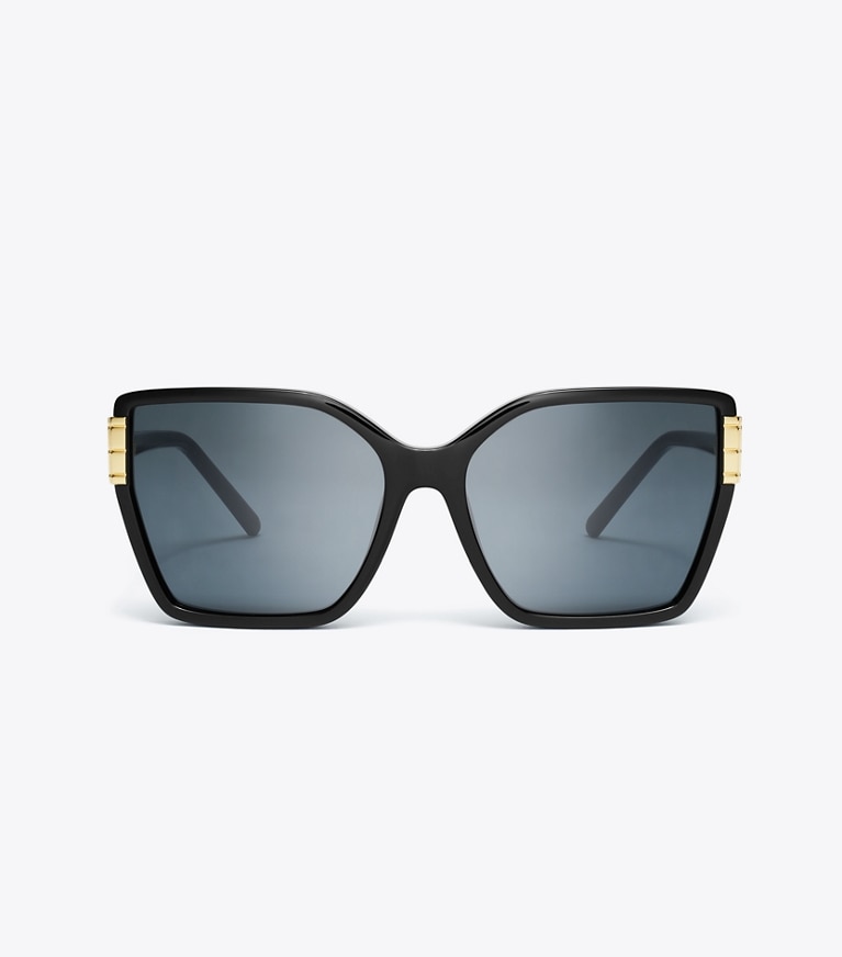 Tory Burch designer lunettes Lunettes de soleil carrées oversize Eleanor in BLACK/DARK GREY front