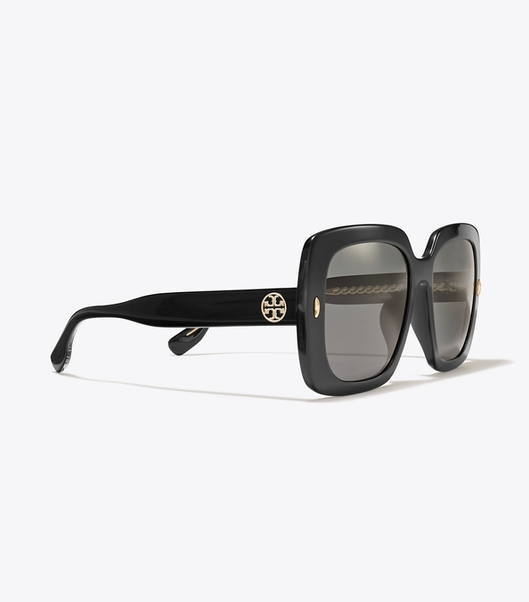 Tory Burch designer lunettes Lunettes de soleil carrées oversize Miller in BLACK/DARK GREY front