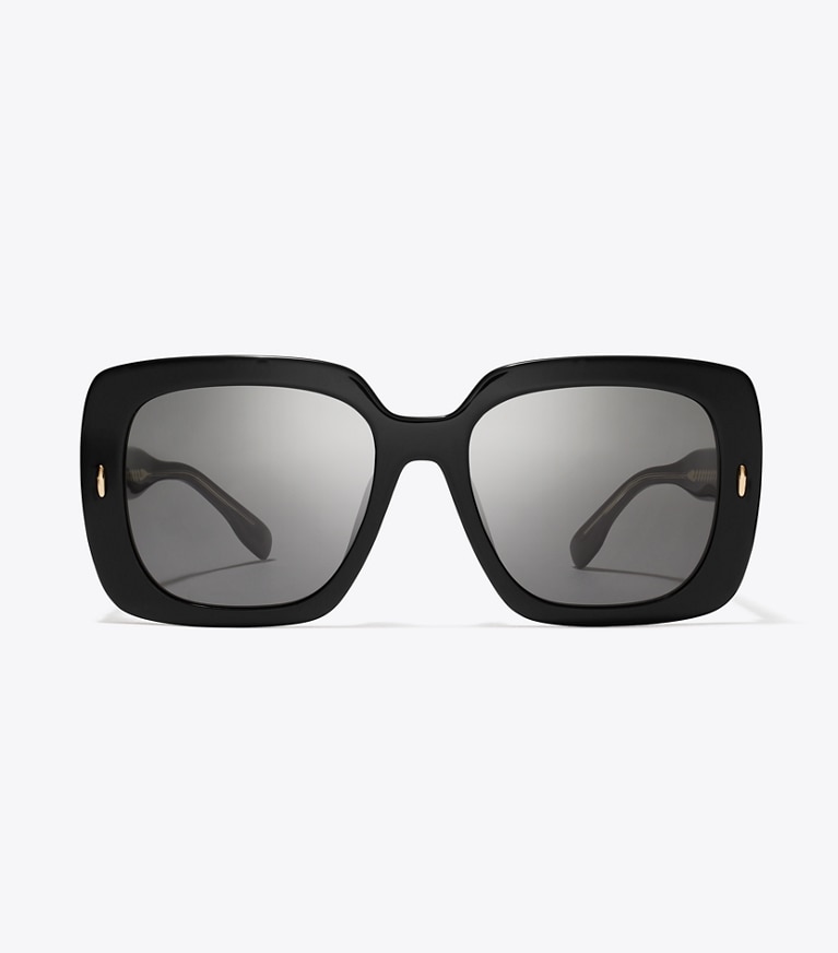 Tory Burch designer lunettes Lunettes de soleil carrées oversize Miller in BLACK/DARK GREY front