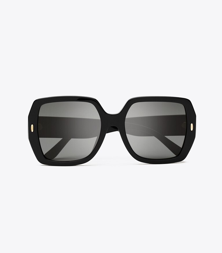 Tory Burch designer lunettes Lunettes de soleil carrées oversize Miller in BLACK/SOLID GREY dessus