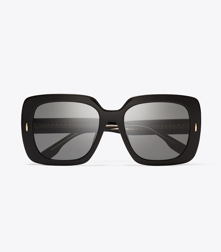 Tory Burch designer lunettes Lunettes de soleil carrées oversize Miller in BLACK/DARK GREY front