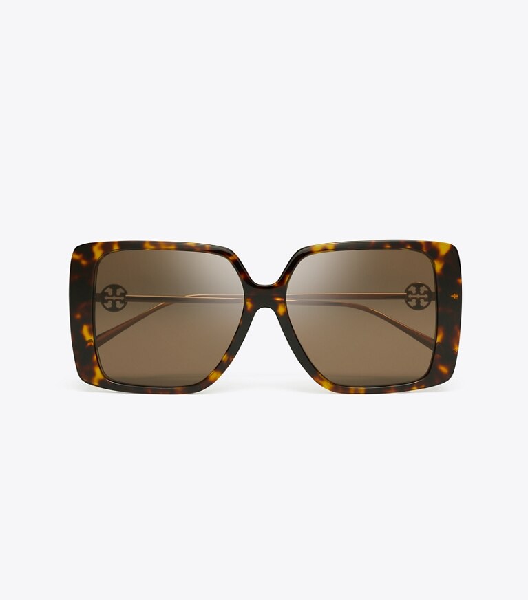 Tory Burch designer lunettes Lunettes de soleil carrées oversize Miller in DARK TORTOISE/DARK BROWN front