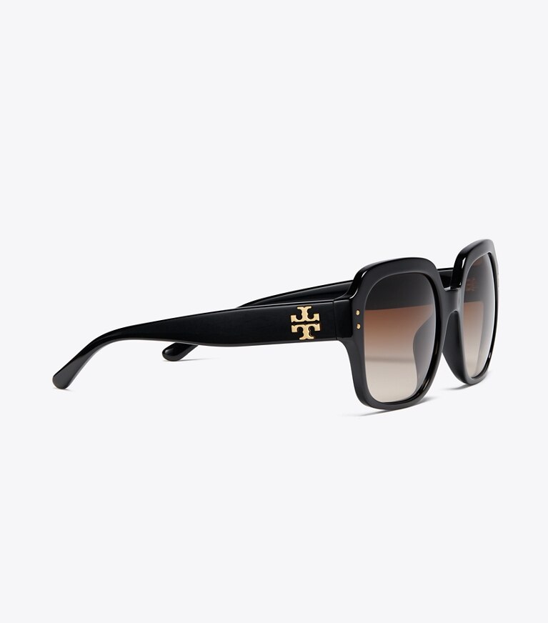 Tory Burch designer lunettes Lunettes de soleil carrées surdimensionnées à logo dans Black détails