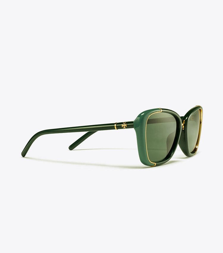 Tory Burch designer lunettes Lunettes de soleil cat eye Eleanor in GREEN/DARK GREEN informations