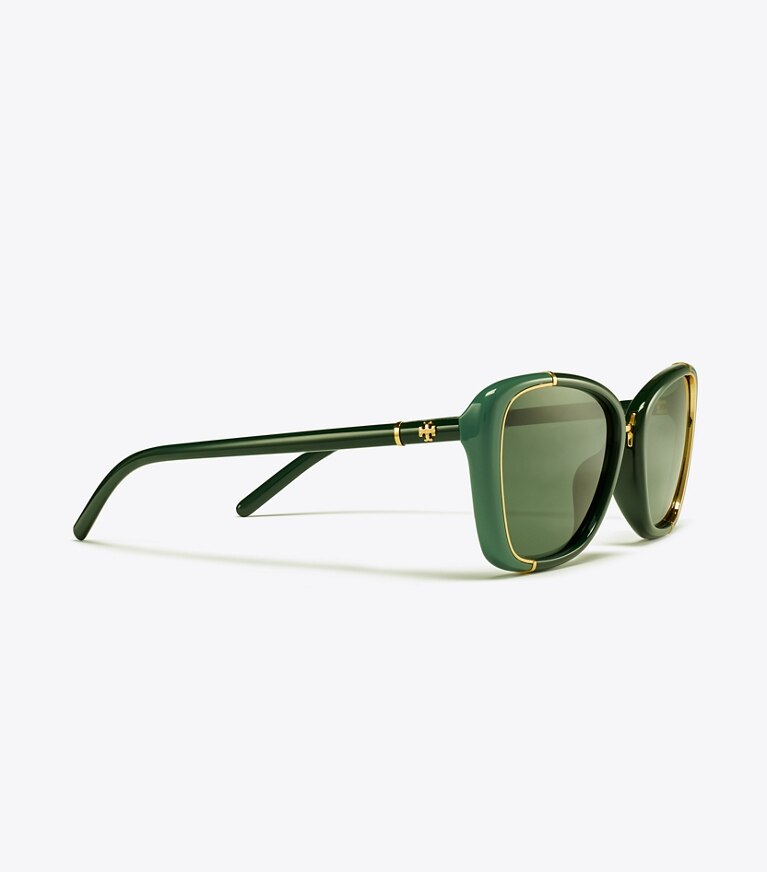 Tory Burch designer lunettes Lunettes de soleil cat eye Eleanor in GREEN/DARK GREEN front