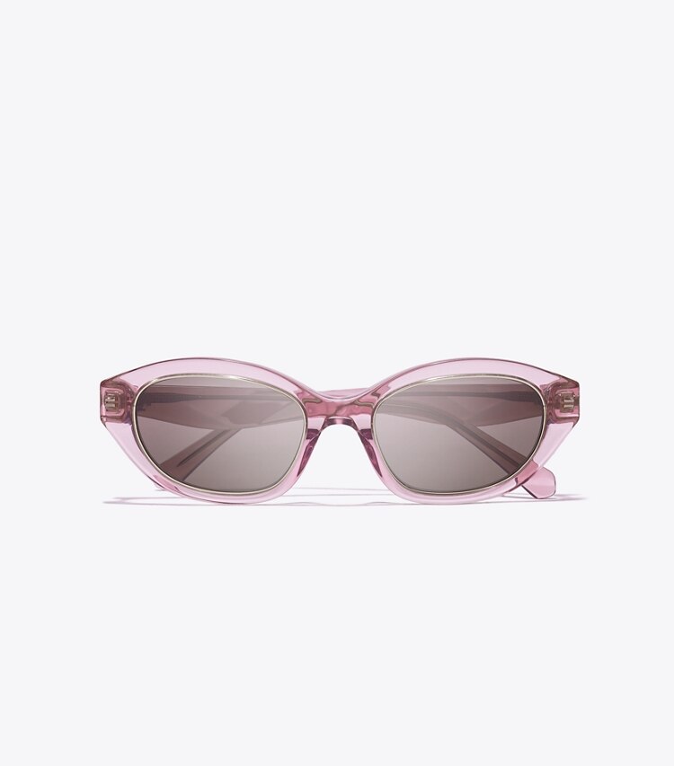Tory Burch designer lunettes Lunettes de soleil Cat Eye Kira in TRANSPARENT PINK/ DARK BROWN dessus