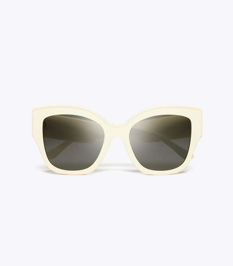 Tory Burch designer lunettes Lunettes de soleil cat eye oversize in IVORY/SOLID GREY dessus