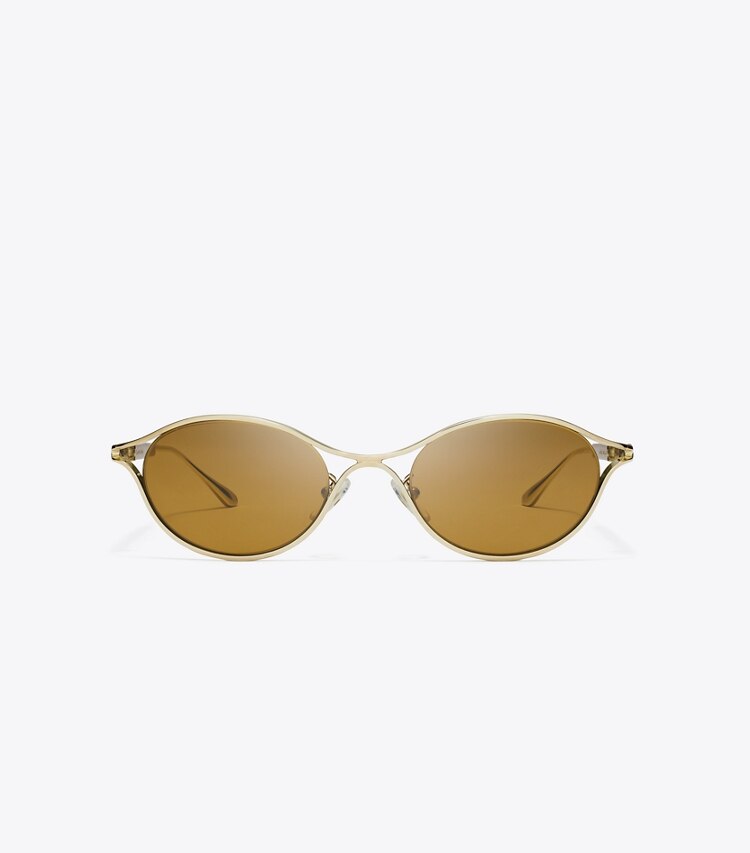 Tory Burch designer lunettes Lunettes de soleil Deco Runway in SHINY LIGHT GOLD/BROWN front