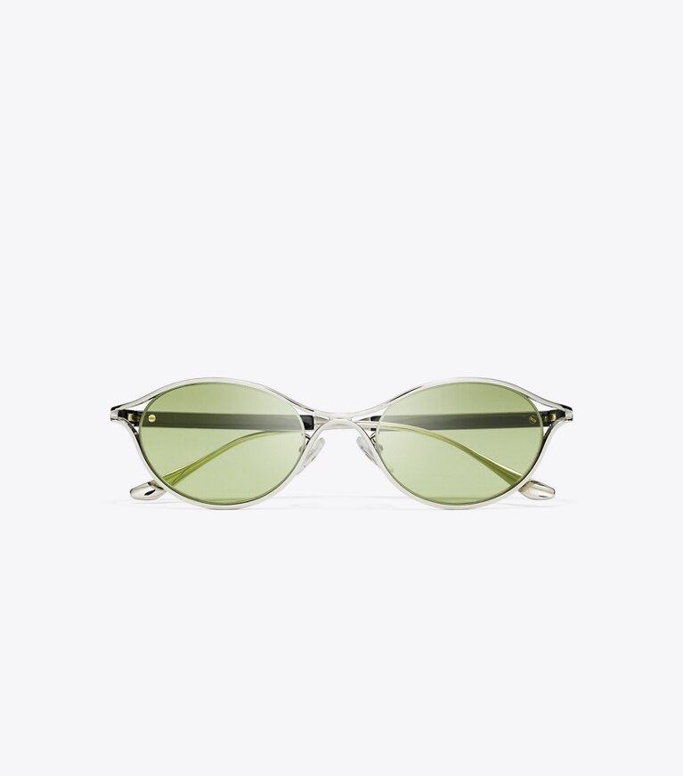 Tory Burch designer lunettes Lunettes de soleil Deco Runway in SILVER/GREEN dessus