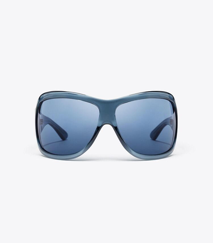Tory Burch designer lunettes Lunettes de soleil du défilé in TRANSPARENT NAVY/DARK BLUE front