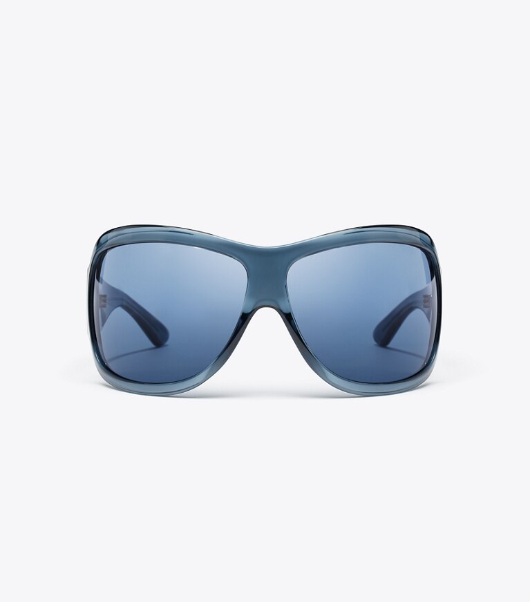Tory Burch designer lunettes Lunettes de soleil du défilé in TRANSPARENT NAVY/DARK BLUE front