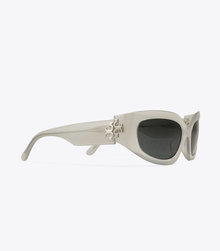 Tory Burch designer lunettes Lunettes de soleil Eleanor à logo brisé dans PEARLIZED GREY/DARK GREY détails