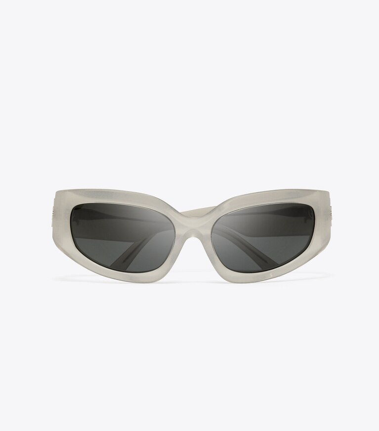 Tory Burch designer lunettes Lunettes de soleil Eleanor à logo brisé dans PEARLIZED GREY/DARK GREY vue du dessus
