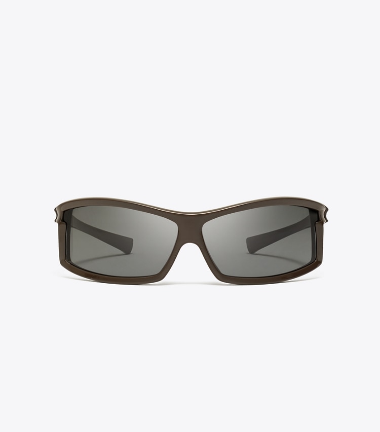 Tory Burch designer lunettes Lunettes de soleil Eleanor Runway dans BROWN/DARK GREY de face